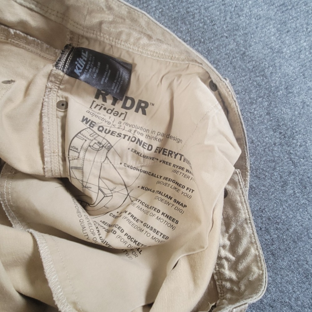 Kuhl Rydr Pants Mens 38x34 Khaki Green Vintage Patina Dye Stretch Style 5016 - Picture 5 of 10